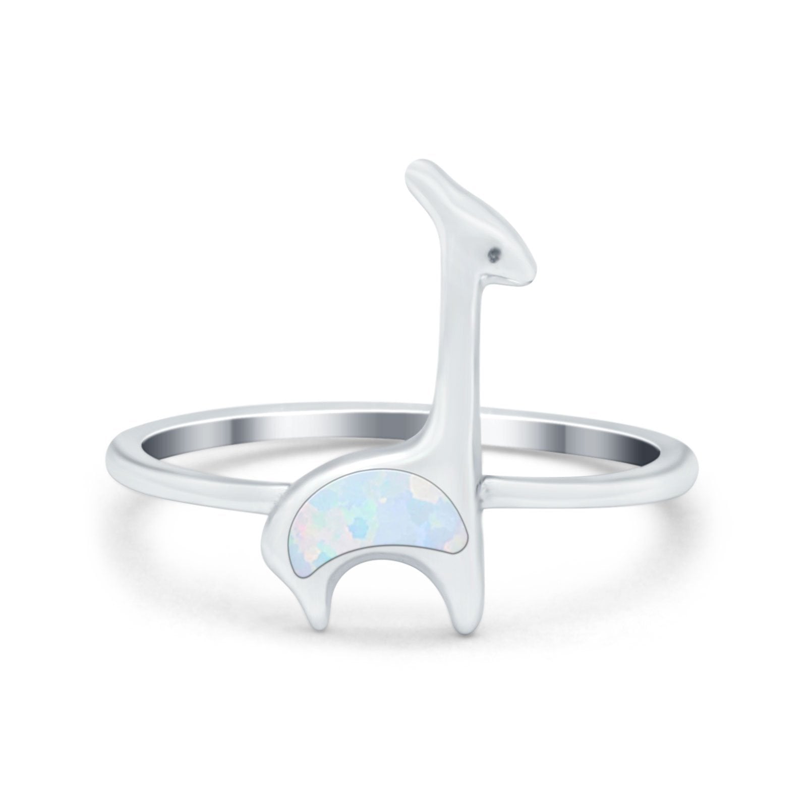 Giraffe Band Ring Simulated Cubic Zirconia Opal 925 Sterling Silver