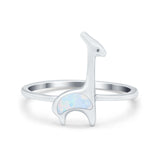 Giraffe Band Ring Simulated Cubic Zirconia Opal 925 Sterling Silver