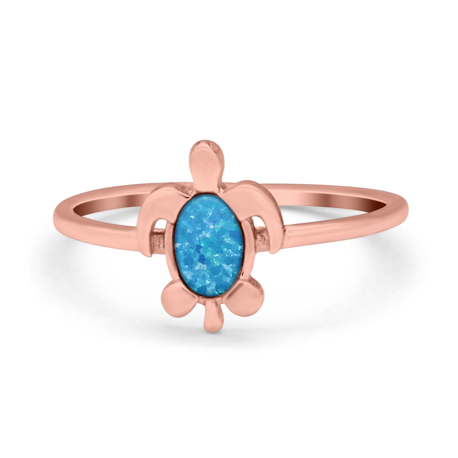 Turtle Ring Simulated Cubic Zirconia Opal 925 Sterling Silver