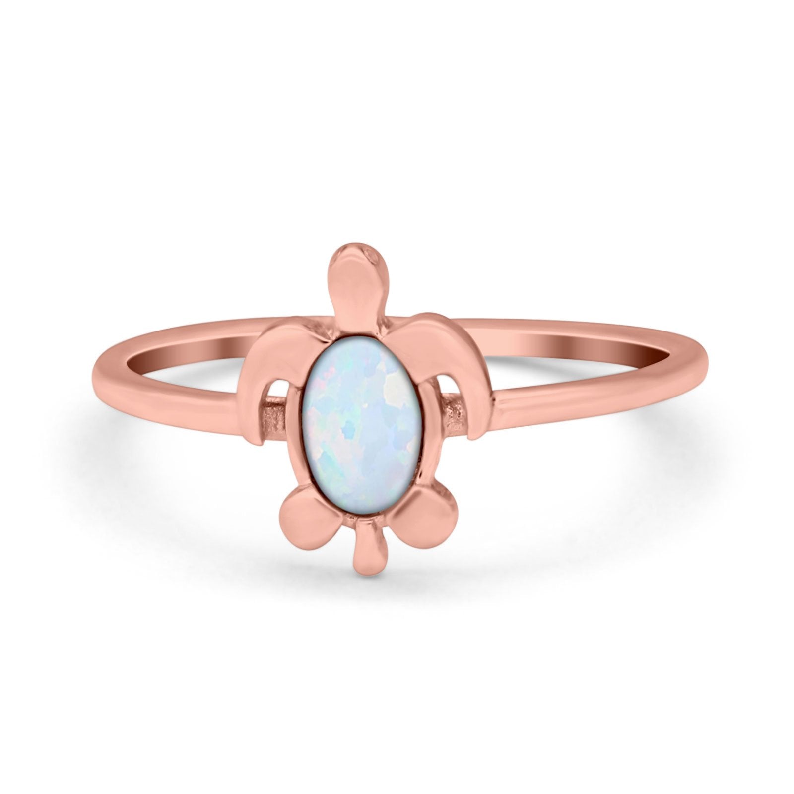 Turtle Ring Simulated Cubic Zirconia Opal 925 Sterling Silver