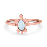 Turtle Ring Simulated Cubic Zirconia Opal 925 Sterling Silver
