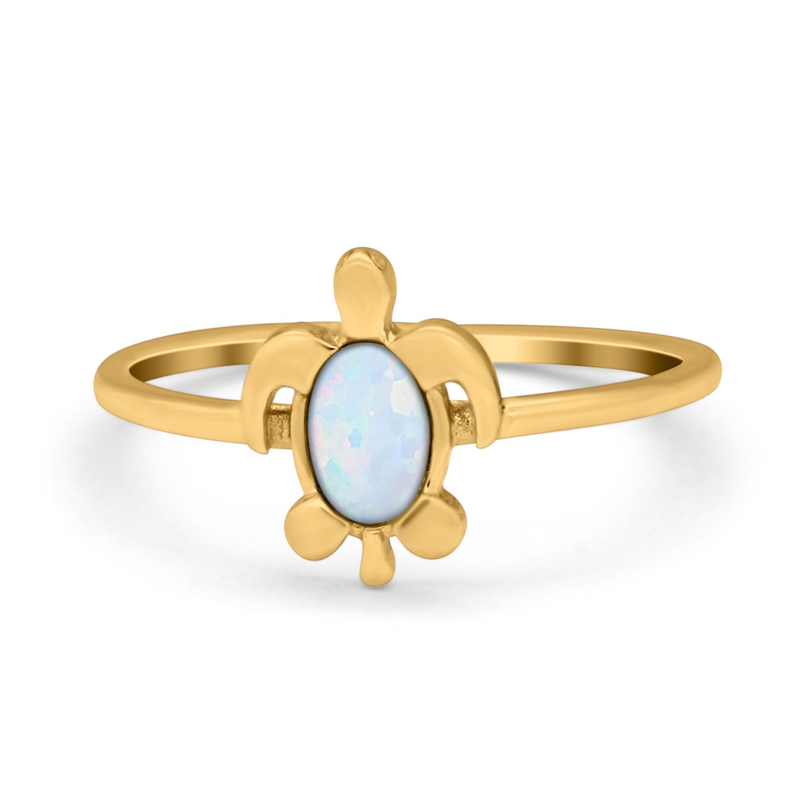 Turtle Ring Simulated Cubic Zirconia Opal 925 Sterling Silver