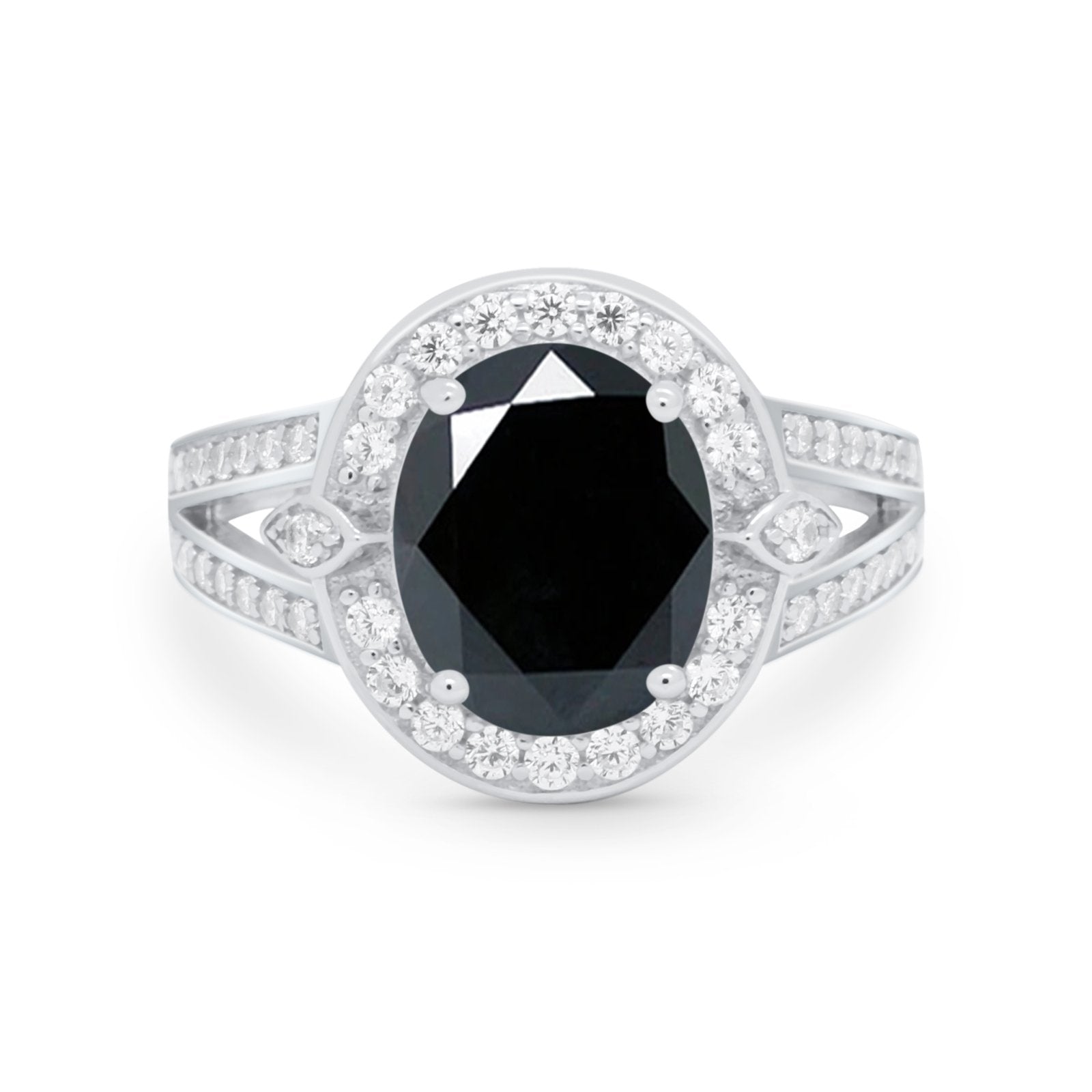 Art Deco Engagement Bridal Ring Simulated Cubic Zirconia 925 Sterling Silver