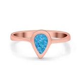 Solitaire Teardrop Pear Ring Band Simulated Opal Round 925 Sterling Silver