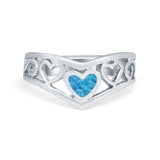 Heart Filigree Midi Thumb V Ring Simulated Cubic Zirconia 925 Sterling Silver