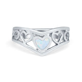 Heart Filigree Midi Thumb V Ring Simulated Cubic Zirconia 925 Sterling Silver