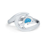 Summer Wave Dolphin Wave Ring Band Simulated Cubic Zirconia 925 Sterling Silver