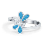 Dragonfly Band Ring Simulated Cubic Zirconia 925 Sterling Silver