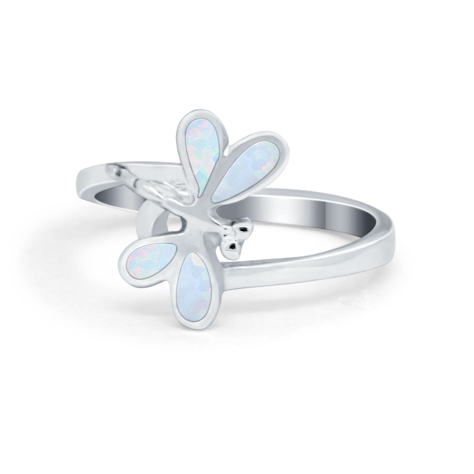 Dragonfly Band Ring Simulated Cubic Zirconia 925 Sterling Silver