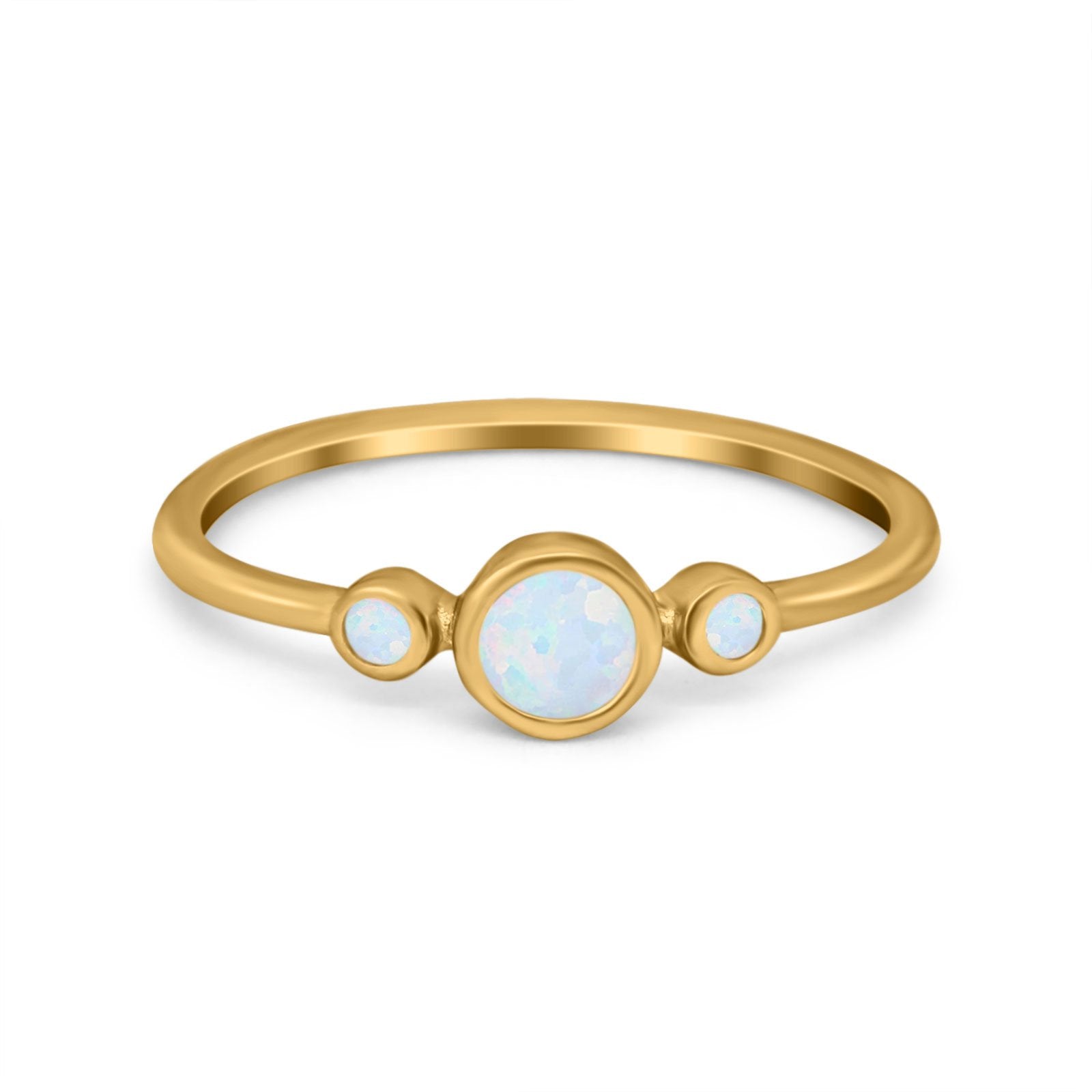 Fashion Style Band Ring Round Simulated Cubic Zirconia Opal 925 Sterling Silver