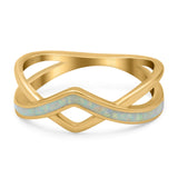 Criss Cross V Shape Ring Band Lab Created Opal 925 Sterling Silver (6mm)