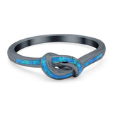 Knot Ring Band Lab Created Opal 925 Sterling Silver (7mm)