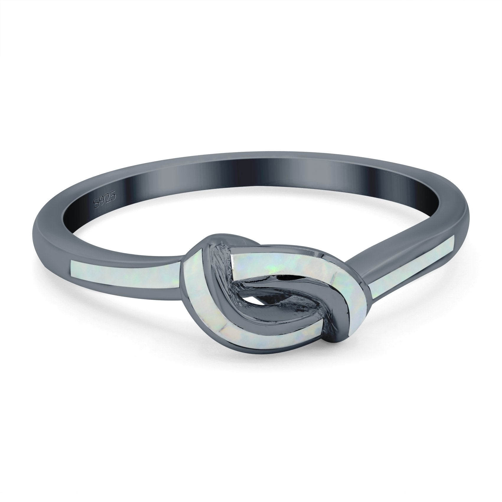 Knot Ring Band Lab Created Opal 925 Sterling Silver (7mm)