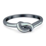 Knot Ring Band Lab Created Opal 925 Sterling Silver (7mm)