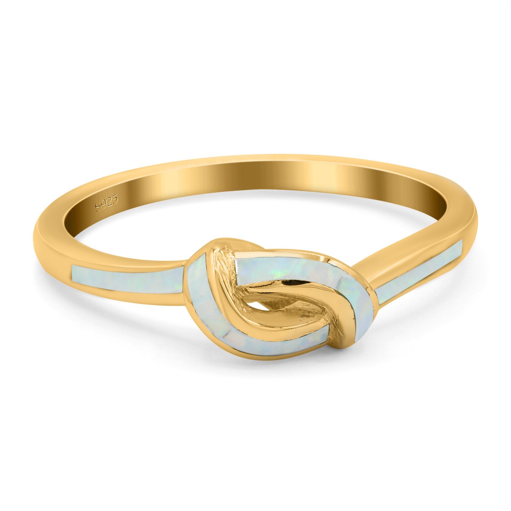 Knot Ring Band Lab Created Opal 925 Sterling Silver (7mm)