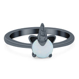 Unicorn Band Ring Round Lab Created Opal 925 Sterling Silver