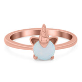 Unicorn Band Ring Round Lab Created Opal 925 Sterling Silver