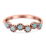 Eternity Band Wedding Ring Lab Created White Opal 925 Sterling Silver (5mm)