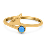 Whale Tail Ring Band Lab Created Opal 925 Sterling Silver (9mm)