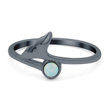 Whale Tail Ring Band Lab Created Opal 925 Sterling Silver (9mm)