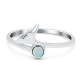 Whale Tail Ring Band Lab Created Opal 925 Sterling Silver (9mm)