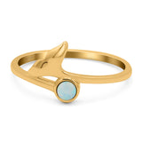 Whale Tail Ring Band Lab Created Opal 925 Sterling Silver (9mm)