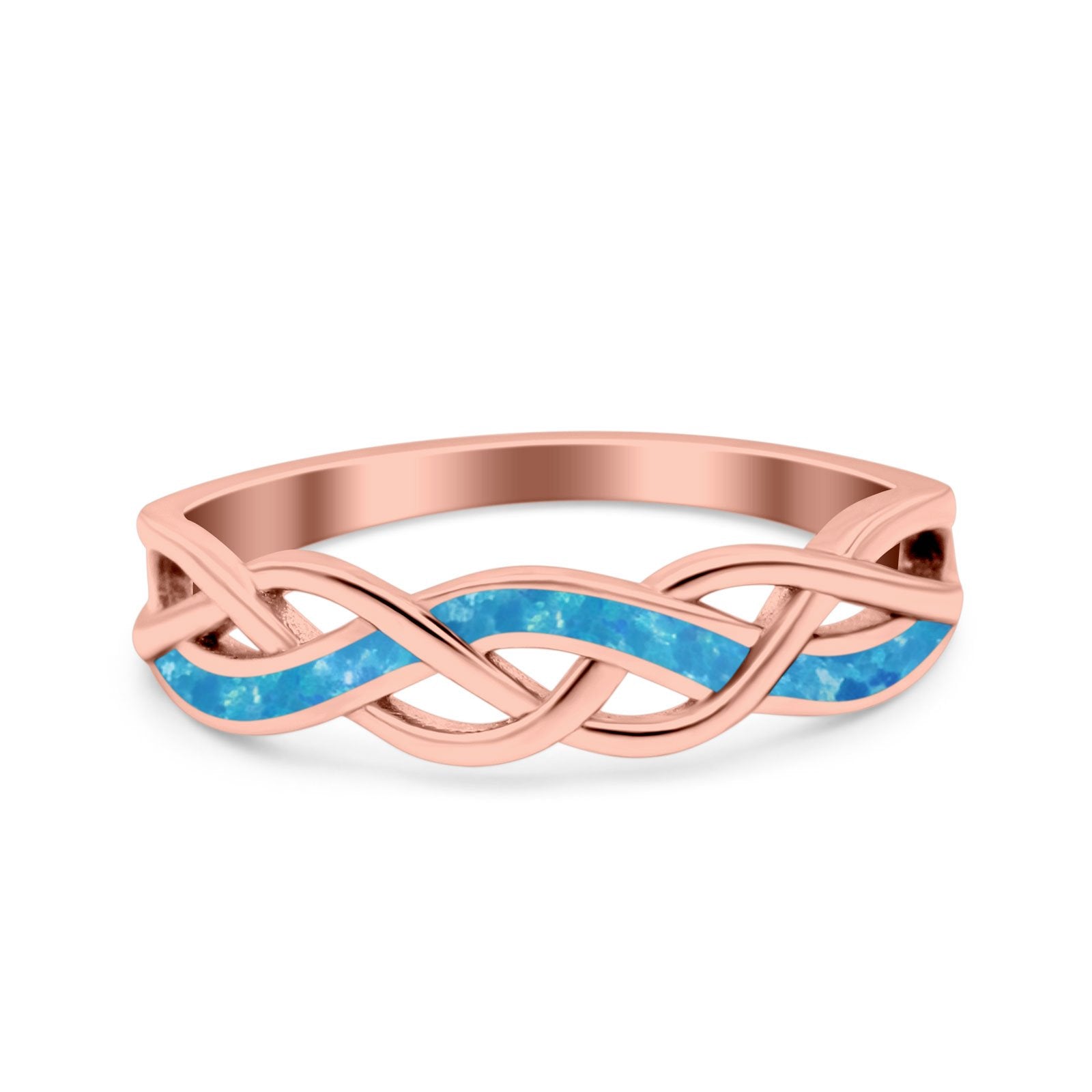 Criss Cross Ring Band Lab Created Opal 925 Sterling Silver (5mm)