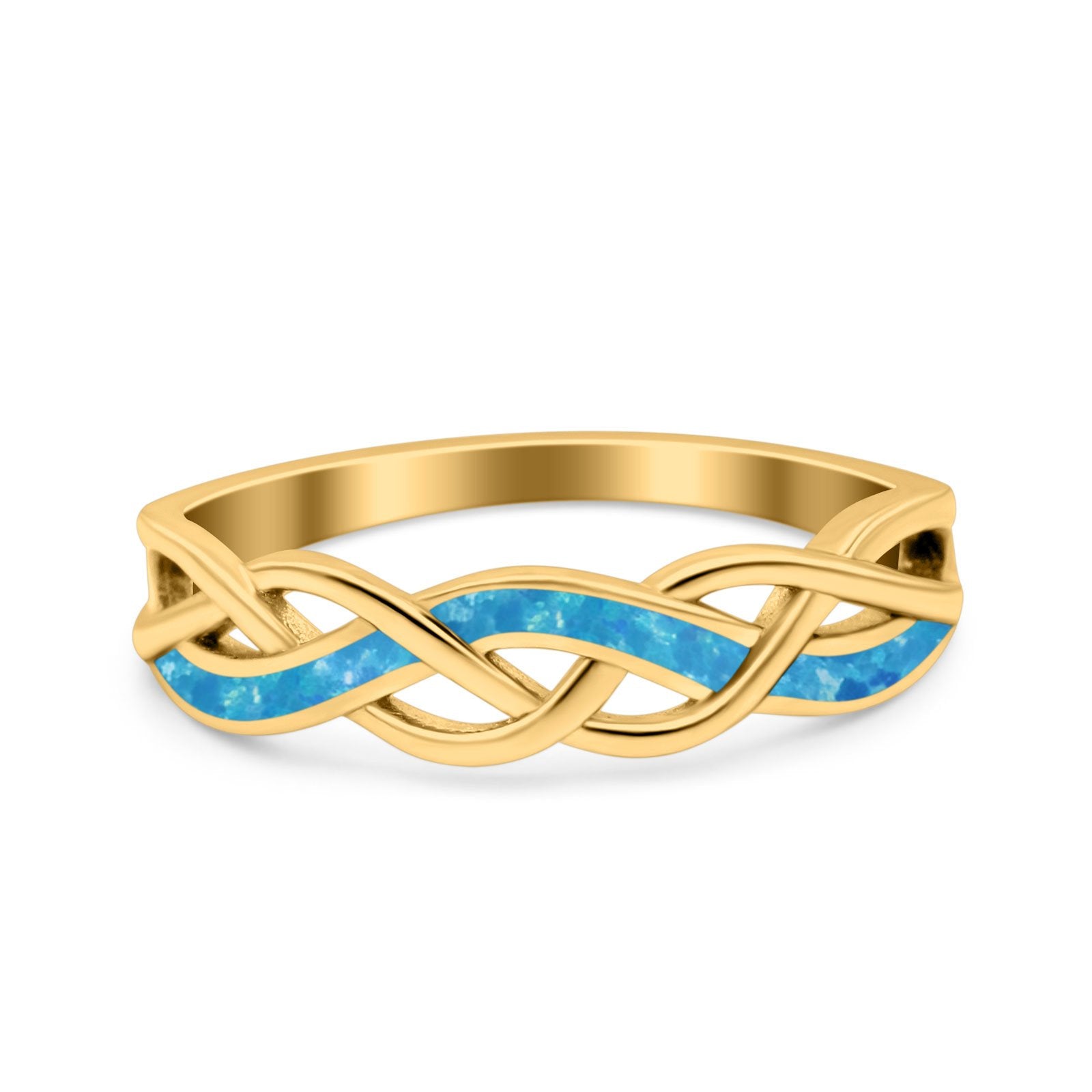 Criss Cross Ring Band Lab Created Opal 925 Sterling Silver (5mm)