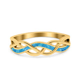 Criss Cross Ring Band Lab Created Opal 925 Sterling Silver (5mm)