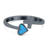 Heart & Cross Ring Band Lab Created Opal 925 Sterling Silver (7mm)