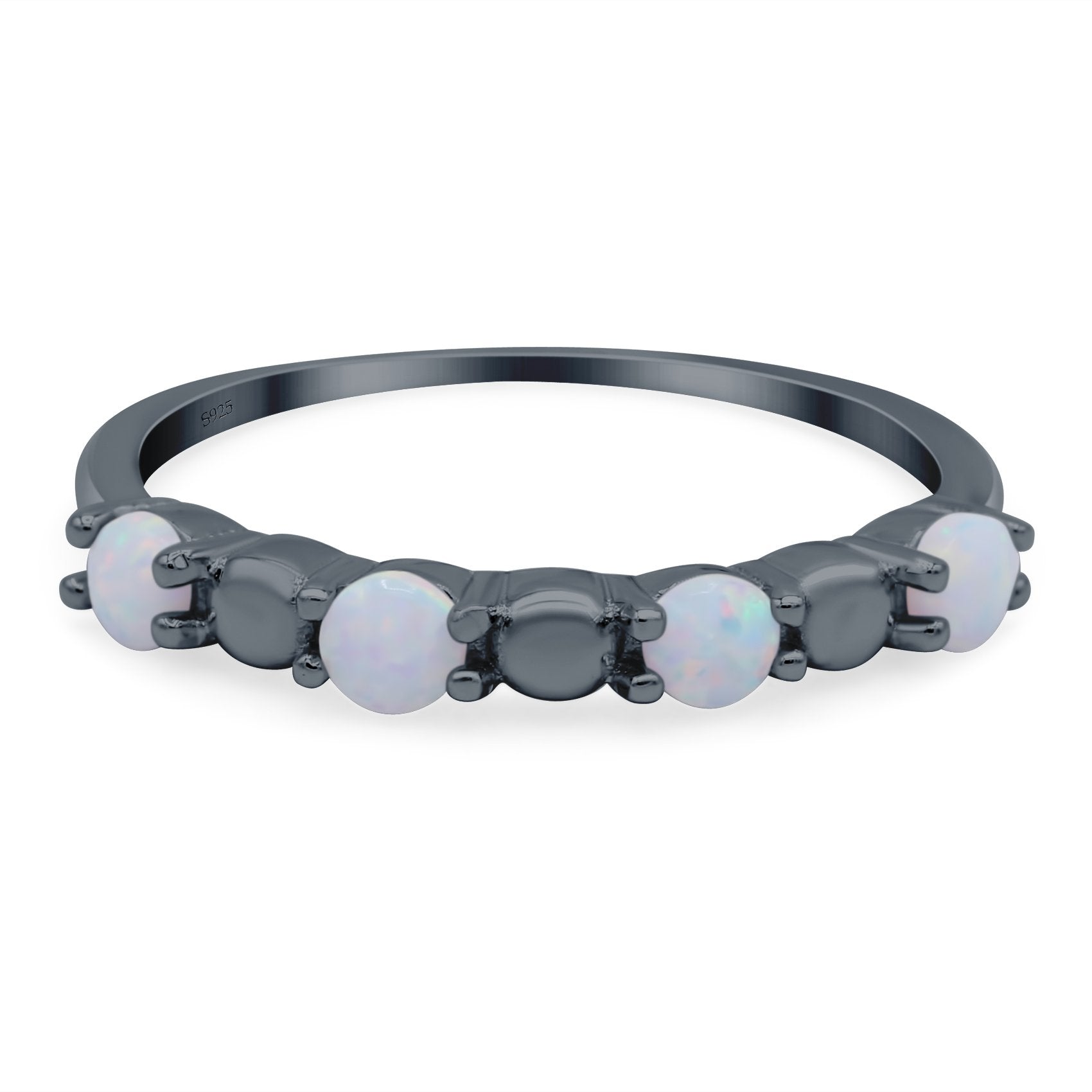 Eternity Band Wedding Ring Lab Created White Opal 925 Sterling Silver