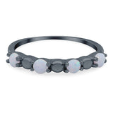 Eternity Band Wedding Ring Lab Created White Opal 925 Sterling Silver