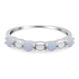 Eternity Band Wedding Ring Lab Created White Opal 925 Sterling Silver
