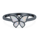 Butterfly Ring Band Lab Created Opal 925 Sterling Silver (8mm)