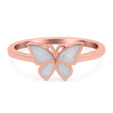Butterfly Ring Band Lab Created Opal 925 Sterling Silver (8mm)
