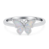 Butterfly Ring Band Lab Created Opal 925 Sterling Silver (8mm)