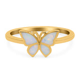 Butterfly Ring Band Lab Created Opal 925 Sterling Silver (8mm)