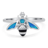 Bee Ring Band Lab Created Opal 925 Sterling Silver (11mm)
