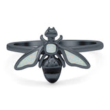Bee Ring Band Lab Created Opal 925 Sterling Silver (11mm)