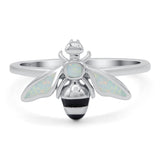 Bee Ring Band Lab Created Opal 925 Sterling Silver (11mm)