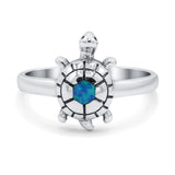 Turtle Ring Lab Created Opal 925 Sterling Silver (13mm)