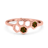 Honeycomb Band Ring Lab Created Opal Solid Cubic Zirconia 925 Sterling Silver