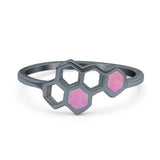 Honeycomb Band Ring Lab Created Opal Solid Cubic Zirconia 925 Sterling Silver