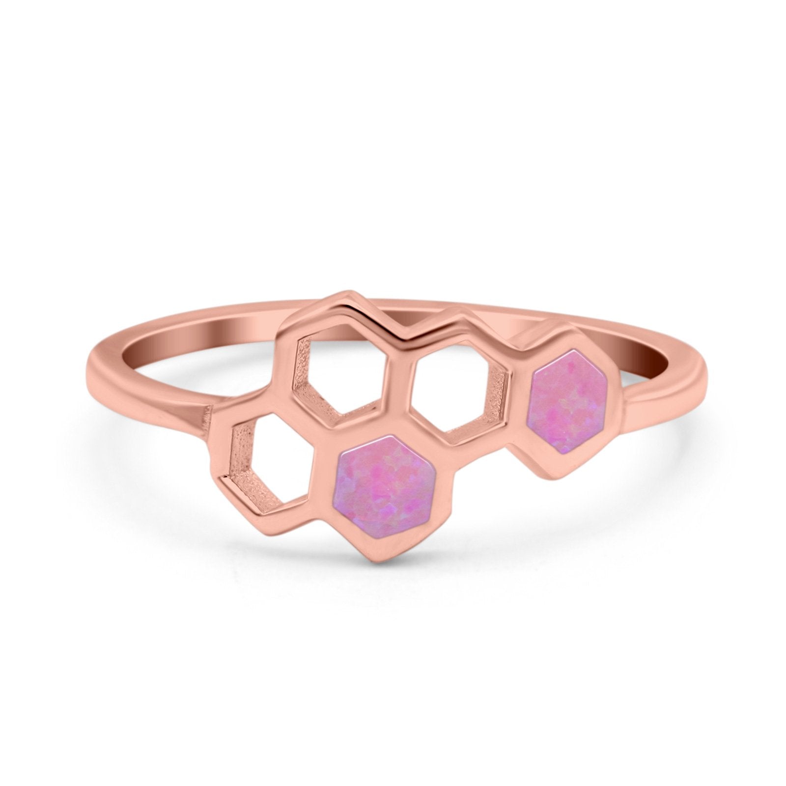 Honeycomb Band Ring Lab Created Opal Solid Cubic Zirconia 925 Sterling Silver