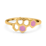Honeycomb Band Ring Lab Created Opal Solid Cubic Zirconia 925 Sterling Silver
