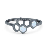 Honeycomb Band Ring Lab Created Opal Solid Cubic Zirconia 925 Sterling Silver