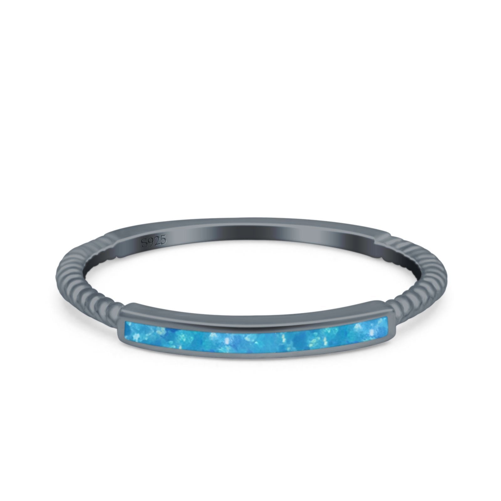 Simple Ring Band Lab Created Opal 925 Sterling Silver (2mm)