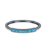 Simple Ring Band Lab Created Opal 925 Sterling Silver (2mm)