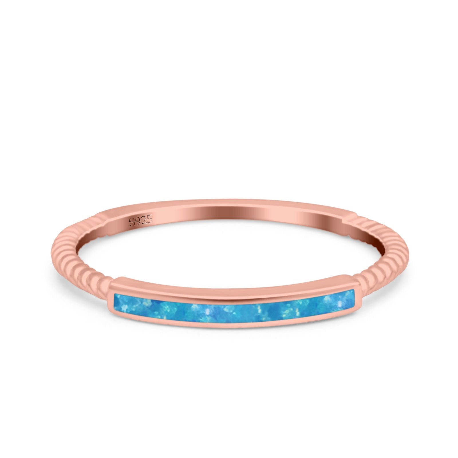 Simple Ring Band Lab Created Opal 925 Sterling Silver (2mm)