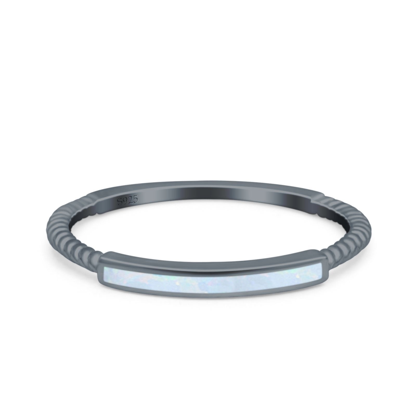 Simple Ring Band Lab Created Opal 925 Sterling Silver (2mm)